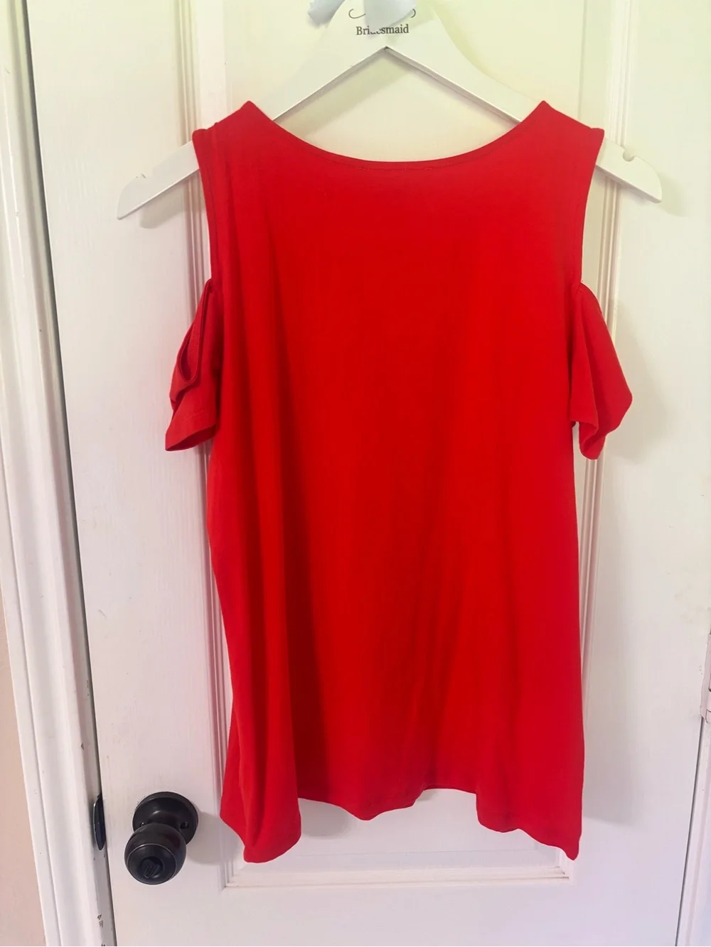 NWT Michael Kors Red‎ Cold-Shoulder Cut Out Cotton Top Medium Shirt